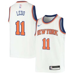 White Ricky Ledo Twill Basketball Jersey -Knicks #11 Ledo Twill Jerseys, FREE SHIPPING