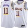 White Wesley Johnson Twill Basketball Jersey -Lakers #11 Johnson Twill Jerseys, FREE SHIPPING