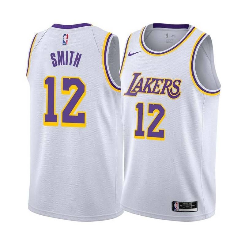 White Don Smith Twill Basketball Jersey -Lakers #12 Smith Twill Jerseys, FREE SHIPPING