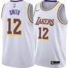 White Don Smith Twill Basketball Jersey -Lakers #12 Smith Twill Jerseys, FREE SHIPPING