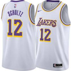 White Howie Schultz Twill Basketball Jersey -Lakers #12 Schultz Twill Jerseys, FREE SHIPPING