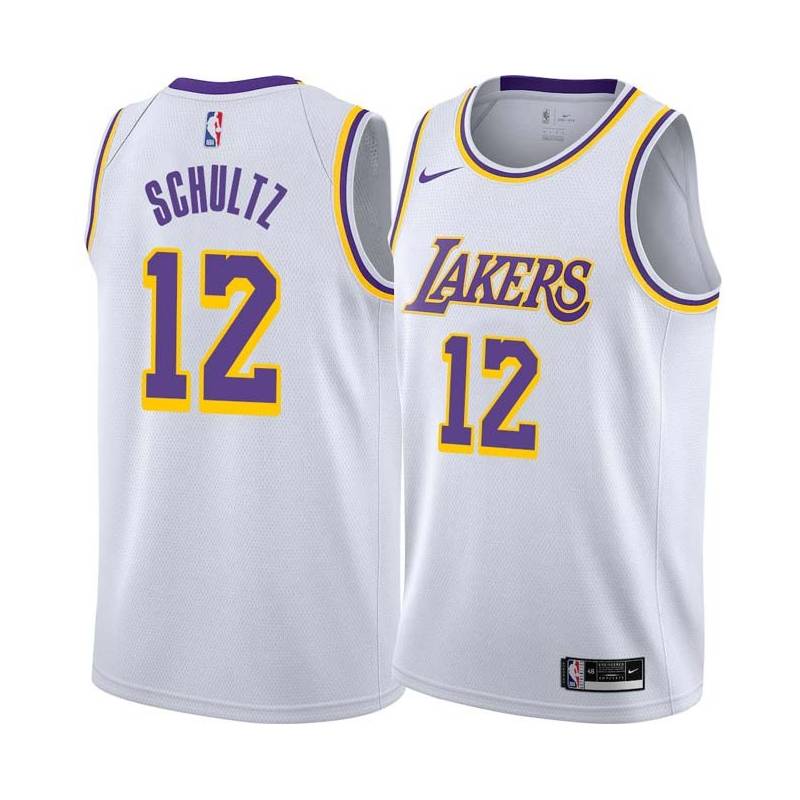 White Howie Schultz Twill Basketball Jersey -Lakers #12 Schultz Twill Jerseys, FREE SHIPPING