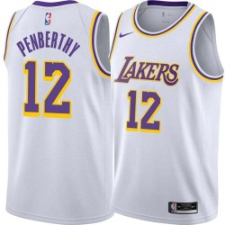 White Mike Penberthy Twill Basketball Jersey -Lakers #12 Penberthy Twill Jerseys, FREE SHIPPING