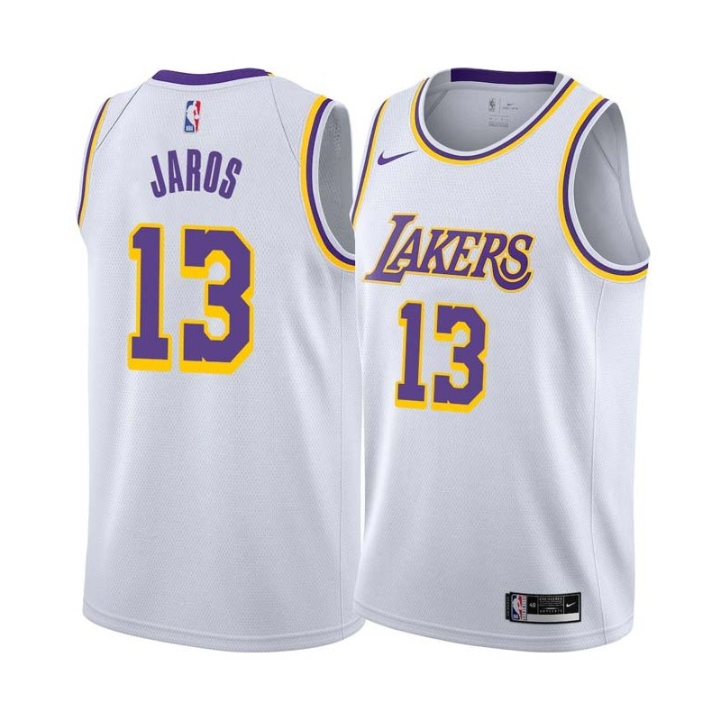 White Tony Jaros Twill Basketball Jersey -Lakers #13 Jaros Twill Jerseys, FREE SHIPPING