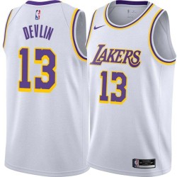 White Corky Devlin Twill Basketball Jersey -Lakers #13 Devlin Twill Jerseys, FREE SHIPPING