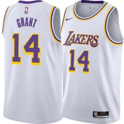 White Bud Grant Twill Basketball Jersey -Lakers #14 Grant Twill Jerseys, FREE SHIPPING