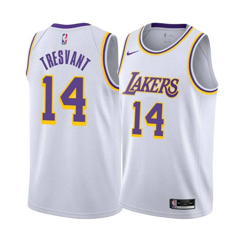 White John Tresvant Twill Basketball Jersey -Lakers #14 Tresvant Twill Jerseys, FREE SHIPPING