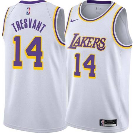 White John Tresvant Twill Basketball Jersey -Lakers #14 Tresvant Twill Jerseys, FREE SHIPPING