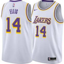 White Leroy Ellis Twill Basketball Jersey -Lakers #14 Ellis Twill Jerseys, FREE SHIPPING