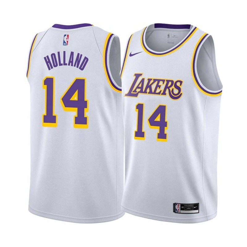 White Brad Holland Twill Basketball Jersey -Lakers #14 Holland Twill Jerseys, FREE SHIPPING