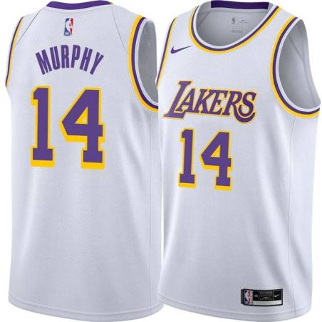 White Troy Murphy Twill Basketball Jersey -Lakers #14 Murphy Twill Jerseys, FREE SHIPPING