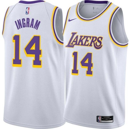 White Brandon Ingram Twill Basketball Jersey -Lakers #14 Ingram Twill Jerseys, FREE SHIPPING