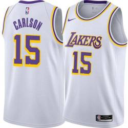 White Don Carlson Twill Basketball Jersey -Lakers #15 Carlson Twill Jerseys, FREE SHIPPING