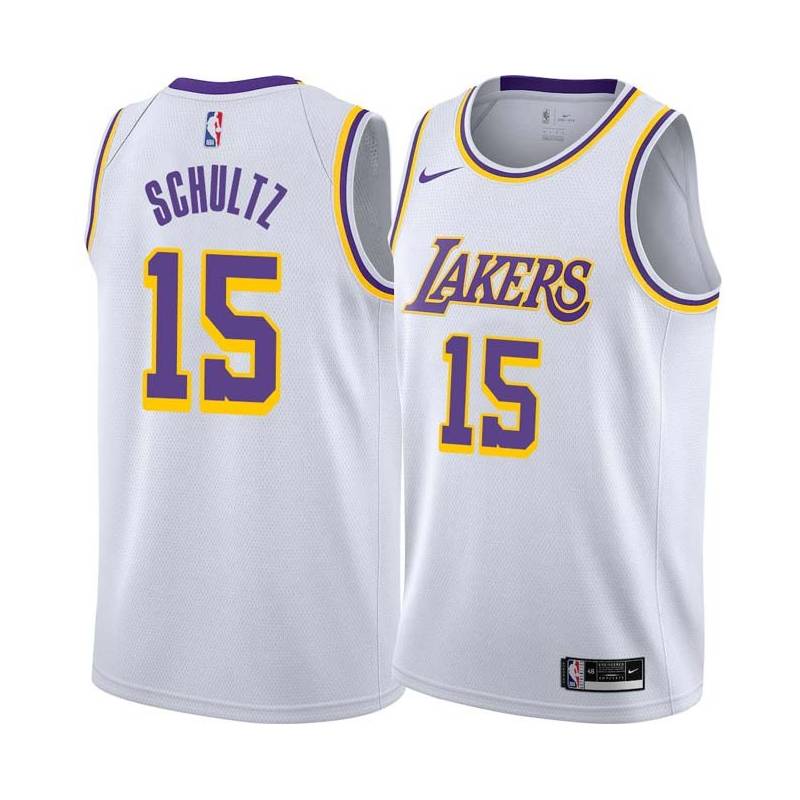 White Howie Schultz Twill Basketball Jersey -Lakers #15 Schultz Twill Jerseys, FREE SHIPPING