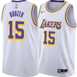 White Bob Boozer Twill Basketball Jersey -Lakers #15 Boozer Twill Jerseys, FREE SHIPPING