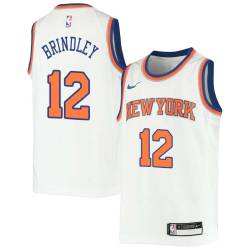 White Aud Brindley Twill Basketball Jersey -Knicks #12 Brindley Twill Jerseys, FREE SHIPPING