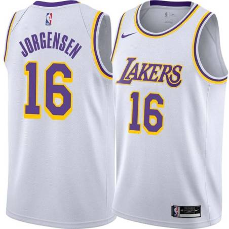 White Johnny Jorgensen Twill Basketball Jersey -Lakers #16 Jorgensen Twill Jerseys, FREE SHIPPING