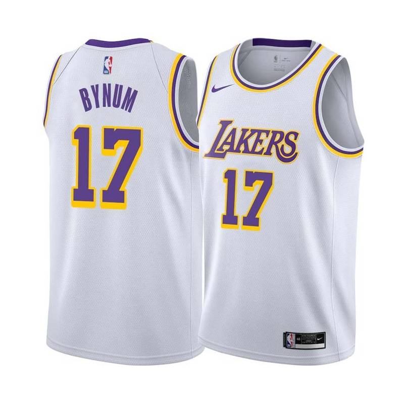 White Andrew Bynum Twill Basketball Jersey -Lakers #17 Bynum Twill Jerseys, FREE SHIPPING