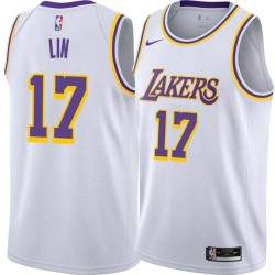 White Jeremy Lin Twill Basketball Jersey -Lakers #17 Lin Twill Jerseys, FREE SHIPPING