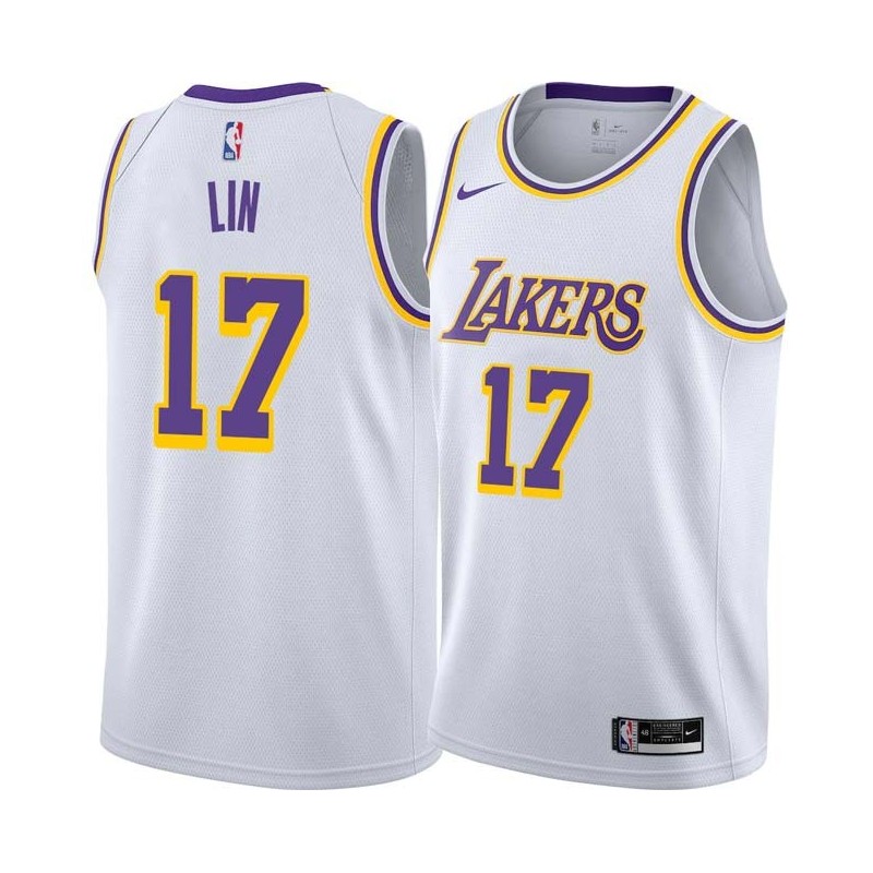 White Jeremy Lin Twill Basketball Jersey -Lakers #17 Lin Twill Jerseys, FREE SHIPPING