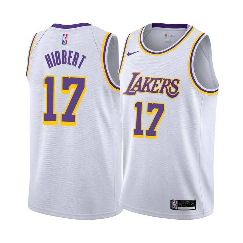 White Roy Hibbert Twill Basketball Jersey -Lakers #17 Hibbert Twill Jerseys, FREE SHIPPING