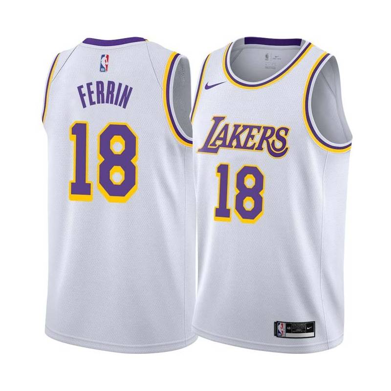 White Arnie Ferrin Twill Basketball Jersey -Lakers #18 Ferrin Twill Jerseys, FREE SHIPPING