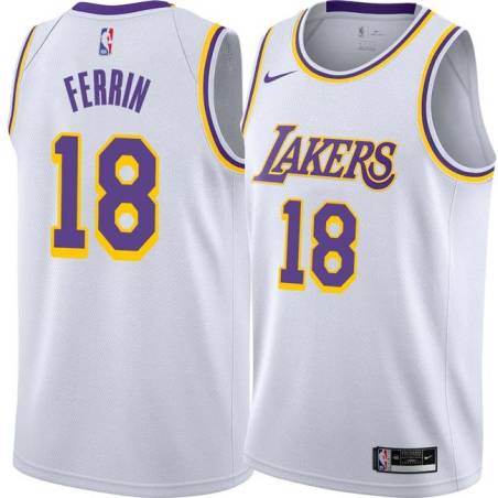 White Arnie Ferrin Twill Basketball Jersey -Lakers #18 Ferrin Twill Jerseys, FREE SHIPPING