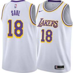 White Pep Saul Twill Basketball Jersey -Lakers #18 Saul Twill Jerseys, FREE SHIPPING