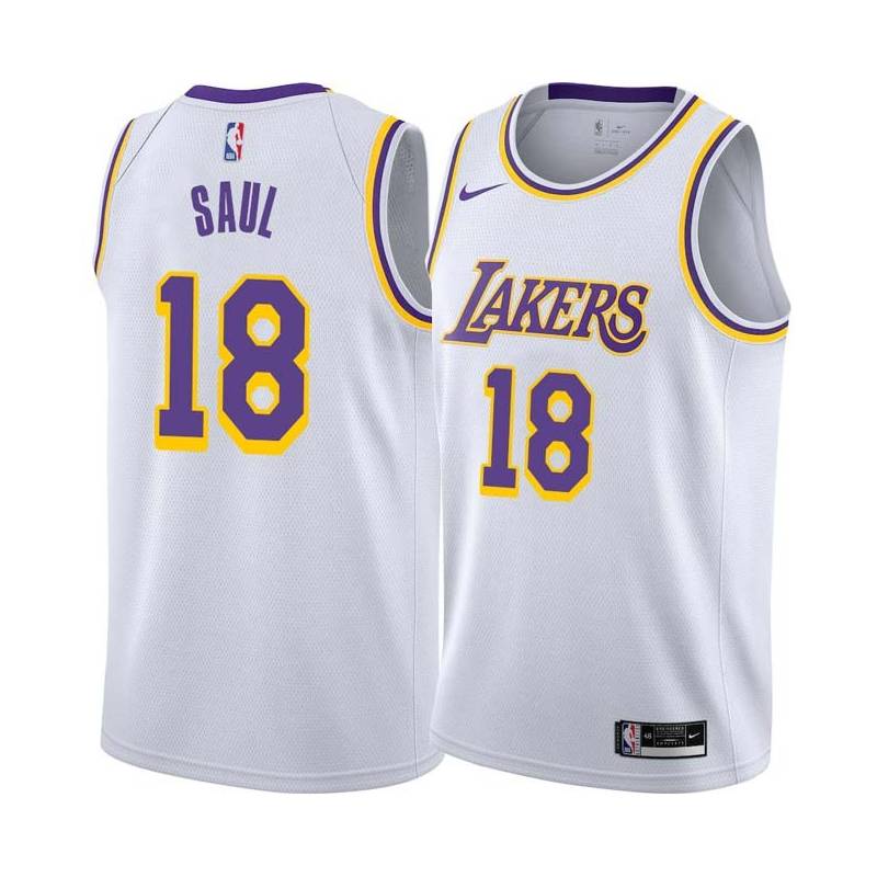 White Pep Saul Twill Basketball Jersey -Lakers #18 Saul Twill Jerseys, FREE SHIPPING