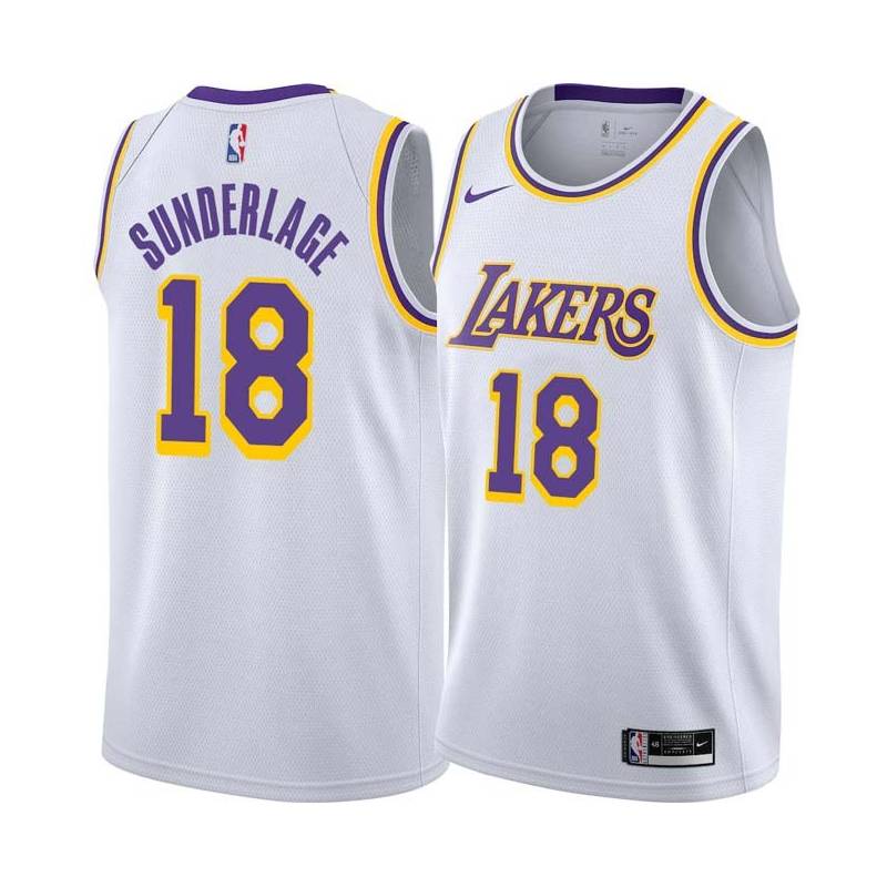 White Don Sunderlage Twill Basketball Jersey -Lakers #18 Sunderlage Twill Jerseys, FREE SHIPPING