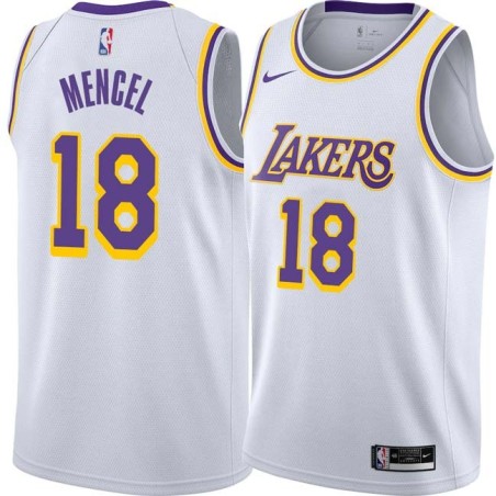 White Chuck Mencel Twill Basketball Jersey -Lakers #18 Mencel Twill Jerseys, FREE SHIPPING