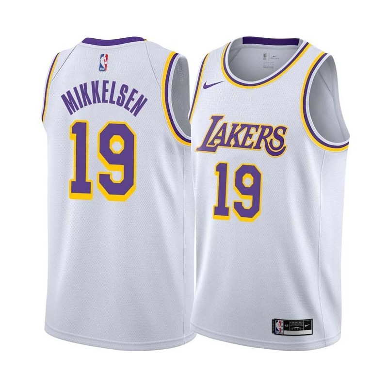 White Vern Mikkelsen Twill Basketball Jersey -Lakers #19 Mikkelsen Twill Jerseys, FREE SHIPPING