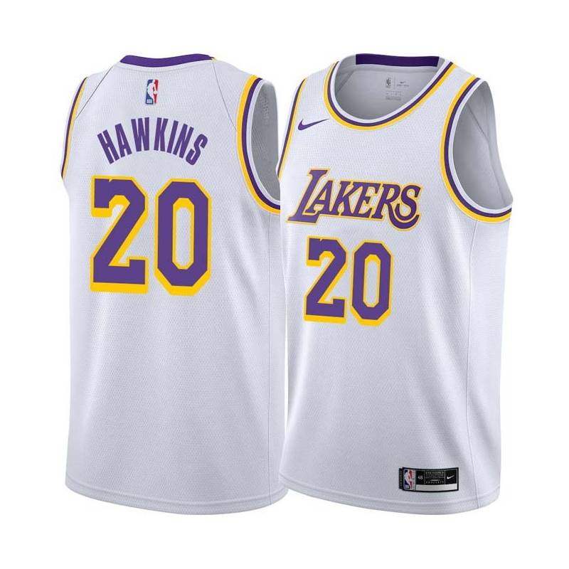 White Tom Hawkins Twill Basketball Jersey -Lakers #20 Hawkins Twill Jerseys, FREE SHIPPING