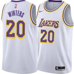 White Brian Winters Twill Basketball Jersey -Lakers #20 Winters Twill Jerseys, FREE SHIPPING