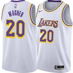White Milt Wagner Twill Basketball Jersey -Lakers #20 Wagner Twill Jerseys, FREE SHIPPING
