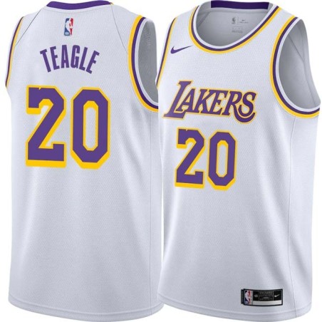 White Terry Teagle Twill Basketball Jersey -Lakers #20 Teagle Twill Jerseys, FREE SHIPPING