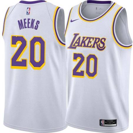 White Jodie Meeks Twill Basketball Jersey -Lakers #20 Meeks Twill Jerseys, FREE SHIPPING