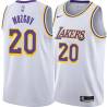 White Timofey Mozgov Twill Basketball Jersey -Lakers #20 Mozgov Twill Jerseys, FREE SHIPPING