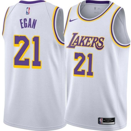 White Johnny Egan Twill Basketball Jersey -Lakers #21 Egan Twill Jerseys, FREE SHIPPING