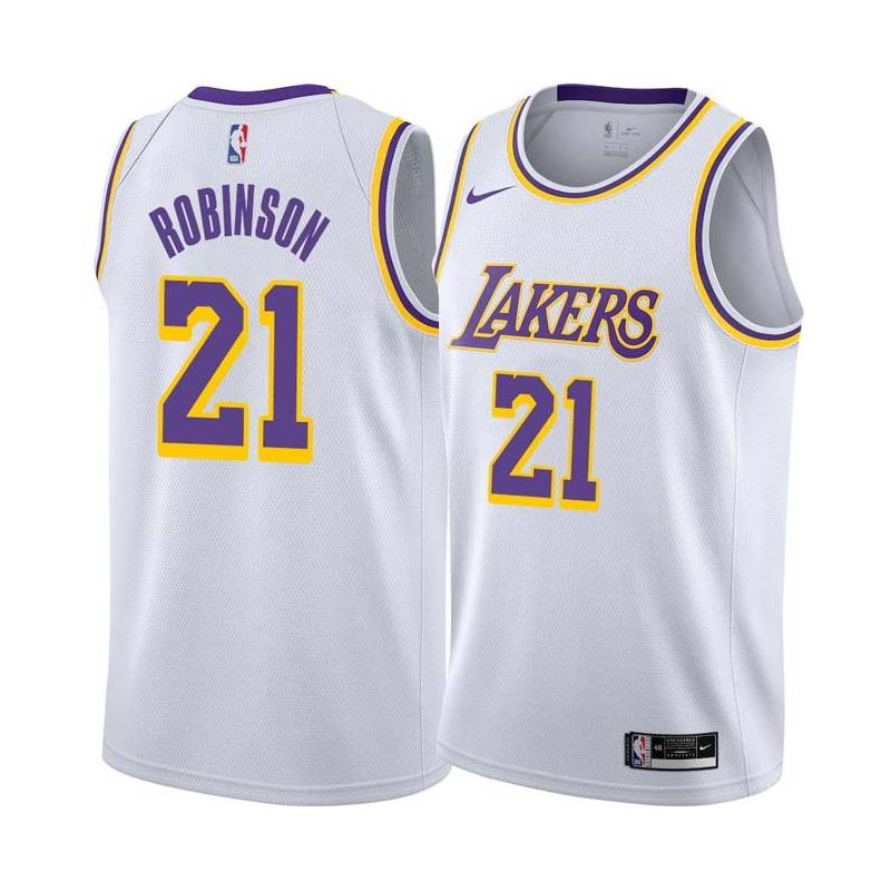 White Flynn Robinson Twill Basketball Jersey -Lakers #21 Robinson Twill Jerseys, FREE SHIPPING