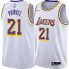 White Josh Powell Twill Basketball Jersey -Lakers #21 Powell Twill Jerseys, FREE SHIPPING