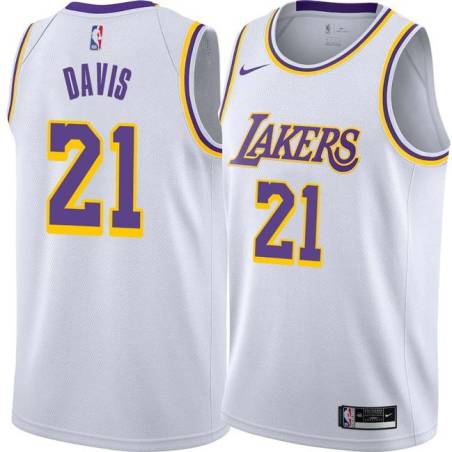 White Ed Davis Twill Basketball Jersey -Lakers #21 Davis Twill Jerseys, FREE SHIPPING