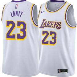 White Stu Lantz Twill Basketball Jersey -Lakers #23 Lantz Twill Jerseys, FREE SHIPPING