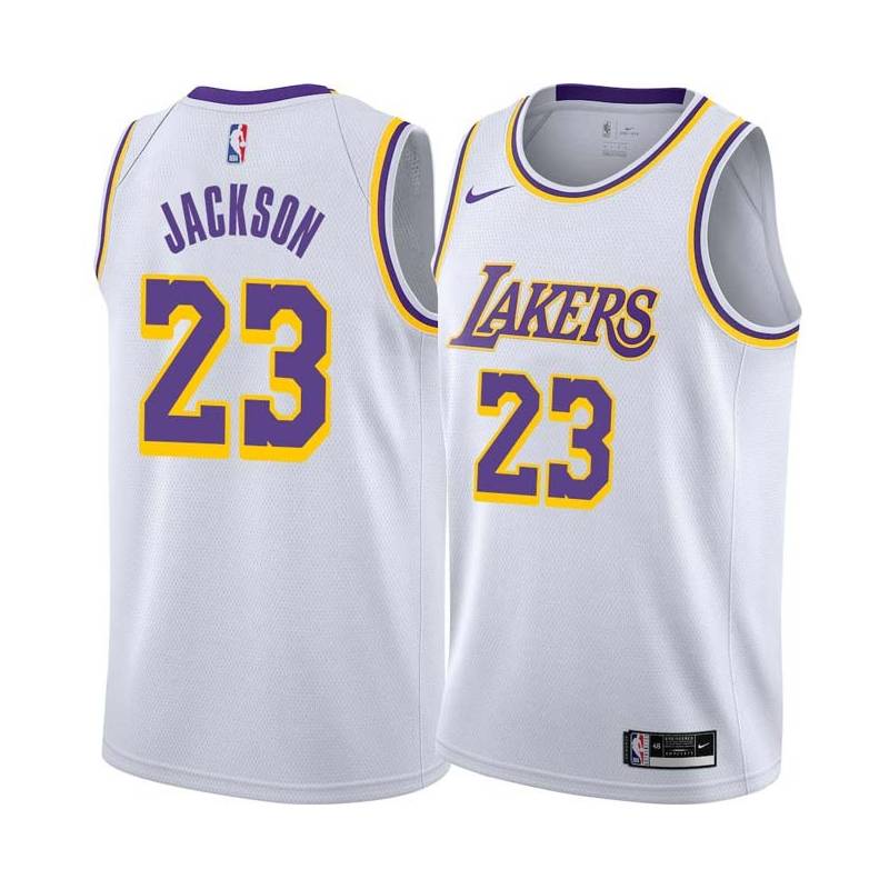 White Tony Jackson Twill Basketball Jersey -Lakers #23 Jackson Twill Jerseys, FREE SHIPPING