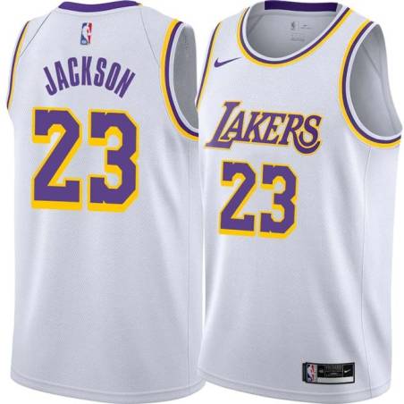 White Tony Jackson Twill Basketball Jersey -Lakers #23 Jackson Twill Jerseys, FREE SHIPPING