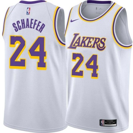 White Herm Schaefer Twill Basketball Jersey -Lakers #24 Schaefer Twill Jerseys, FREE SHIPPING