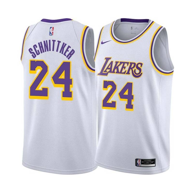 White Dick Schnittker Twill Basketball Jersey -Lakers #24 Schnittker Twill Jerseys, FREE SHIPPING