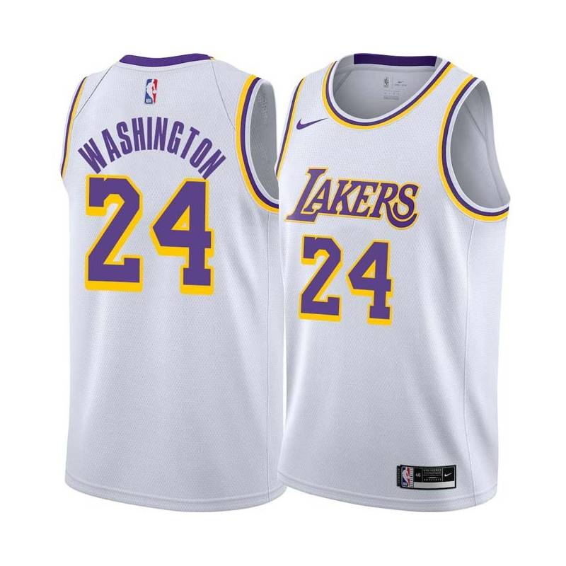 White Kermit Washington Twill Basketball Jersey -Lakers #24 Washington Twill Jerseys, FREE SHIPPING