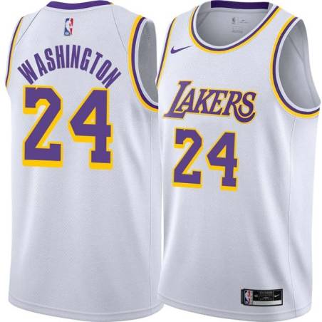 White Kermit Washington Twill Basketball Jersey -Lakers #24 Washington Twill Jerseys, FREE SHIPPING