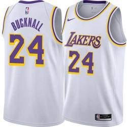 White Steve Bucknall Twill Basketball Jersey -Lakers #24 Bucknall Twill Jerseys, FREE SHIPPING